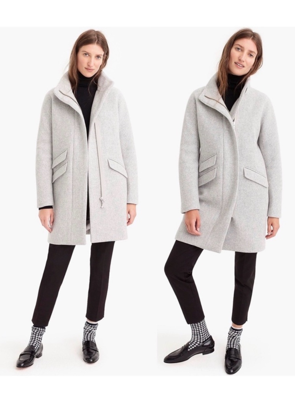 J. Crew Light Gray Wool-Blend Coat with Satin Lining